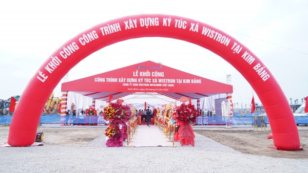 TẬP ĐOÀN WISTRON CORPORATION KHỞI CÔNG DỰ ÁN XÂY DỰNG KHU LƯU TRÚ TẠI KHU CÔNG NGHIỆP KIM BẢNG I