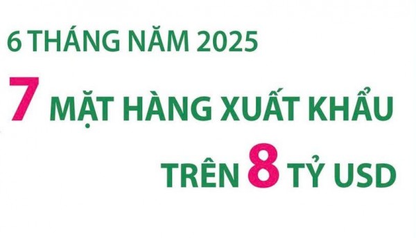 7 mặt hàng xuất khẩu trên 8 tỷ USD trong 6 tháng đầu năm